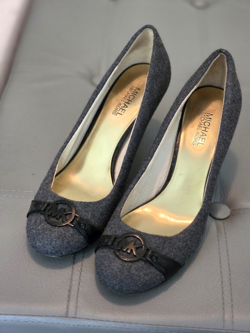 Michael Kors Gray Wool Pointed-Toe Heels